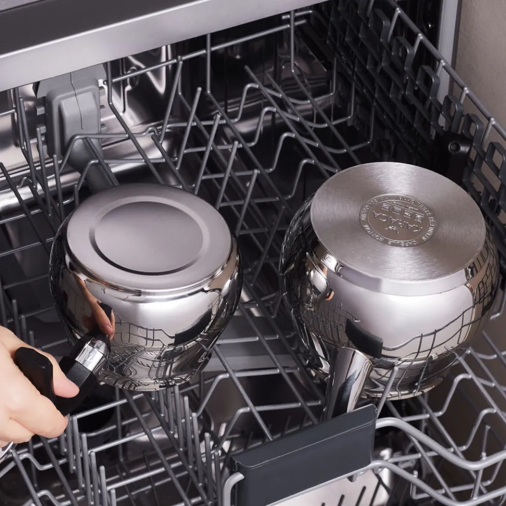 Karaca Kayra Stainless Steel Induction Teapot Set, Medium, Black Silver