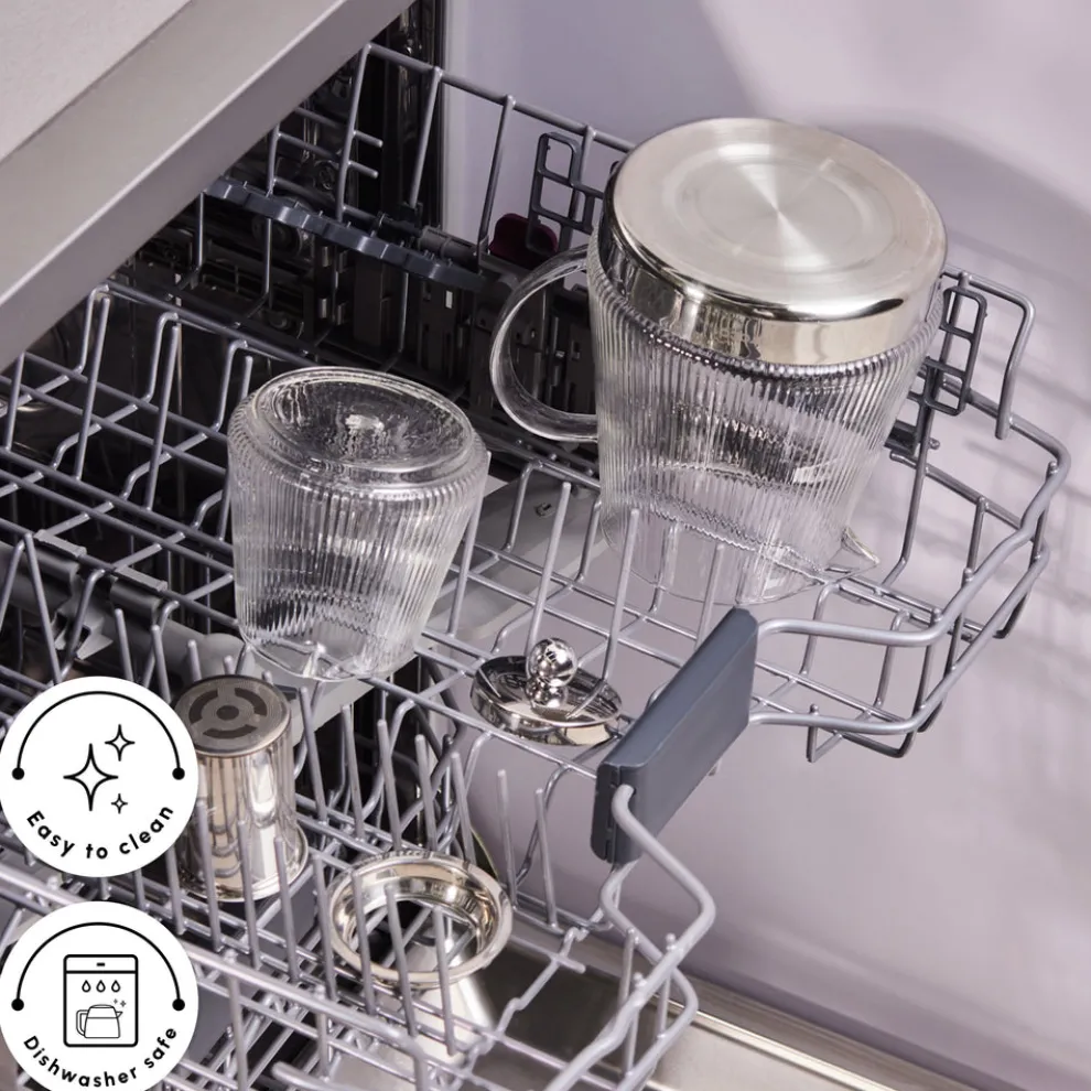 Karaca Keops XL Borosilicate Glass Teapot Set, Transparent Silver