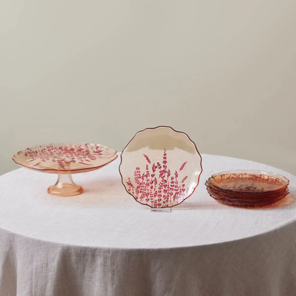 Karaca Lavander 7-Piece Serveware Set for 6 People, Red