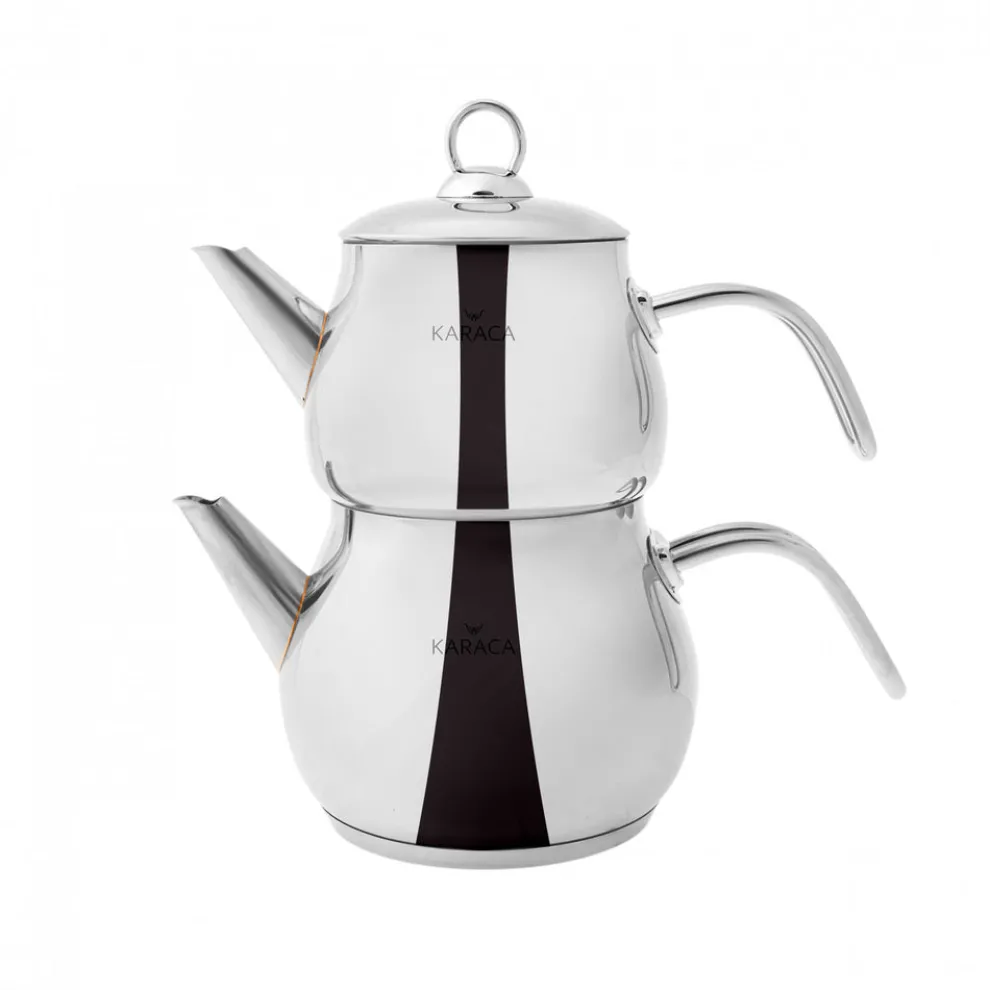 Karaca Layla Stainless Steel Induction Teapot Set, Midi, Silver