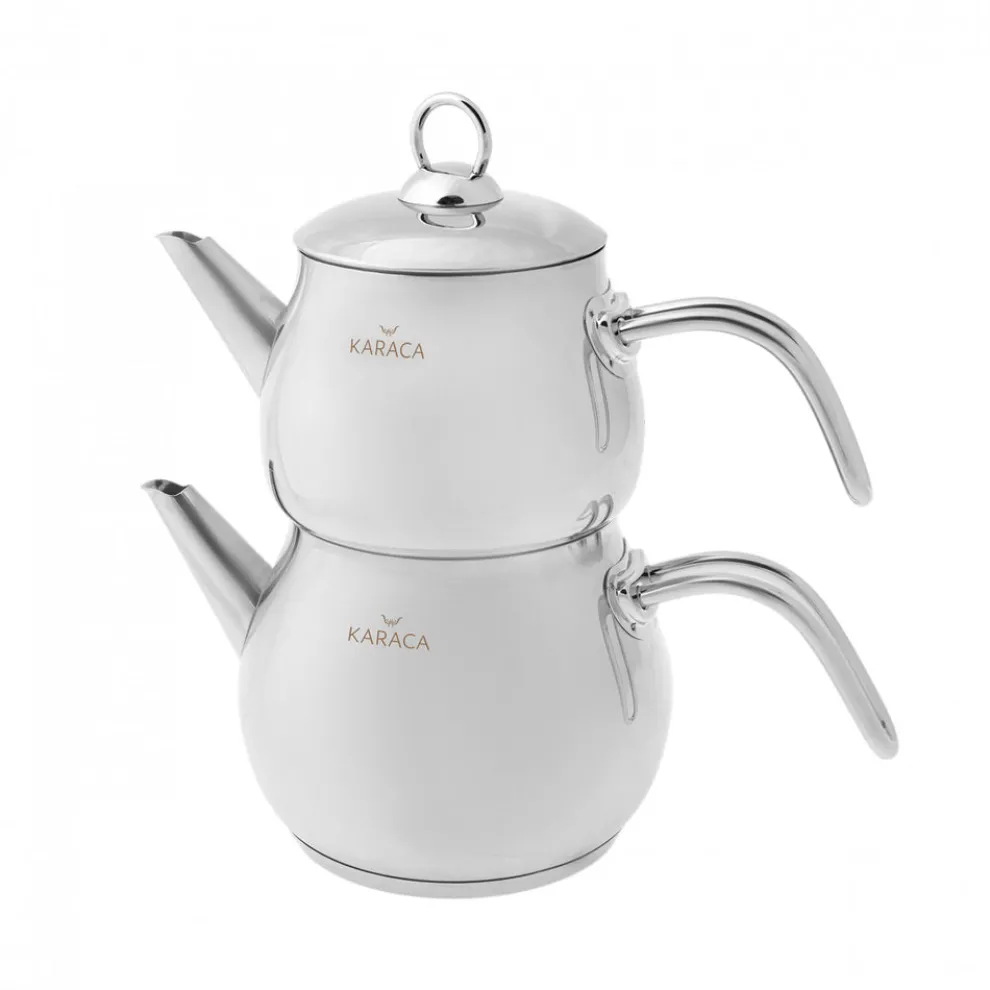 Karaca Layla Stainless Steel Induction Teapot Set, Midi, Silver