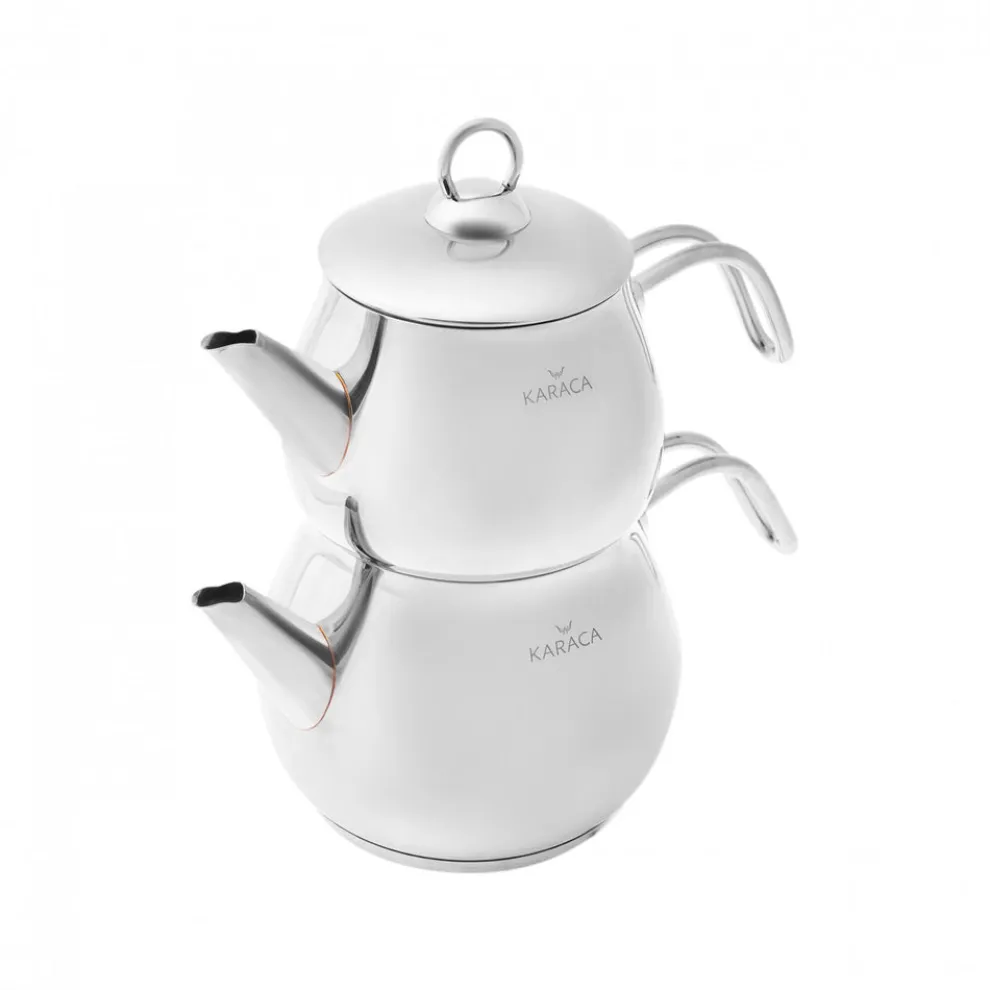 Karaca Layla Stainless Steel Induction Teapot Set, Midi, Silver