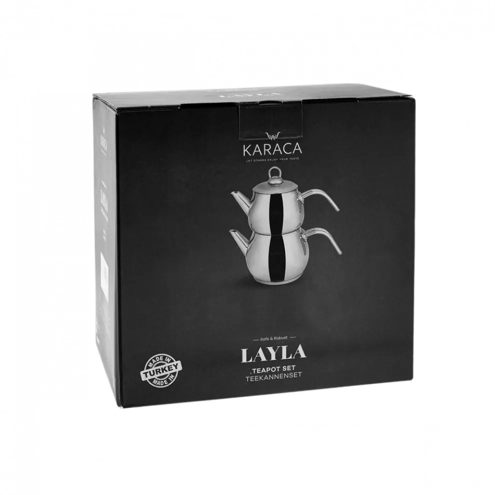 Karaca Layla Stainless Steel Induction Teapot Set, Midi, Silver