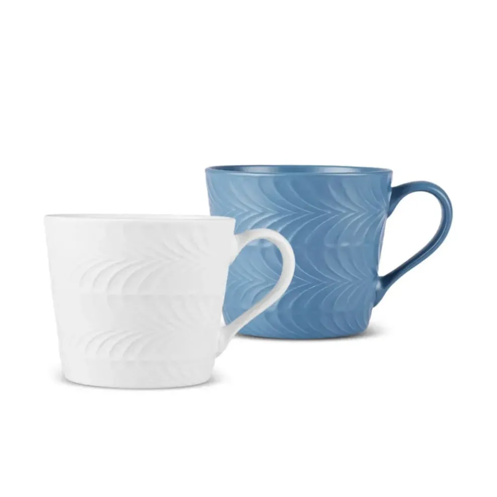 Karaca Lily 2-Piece Mug Set, 320 ml,Blue, White
