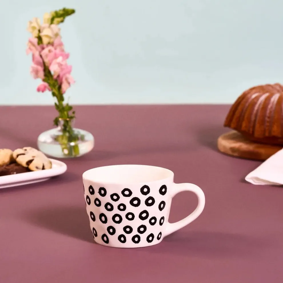 Karaca Linda Patterned Porcelain Mug, 350ml, Black