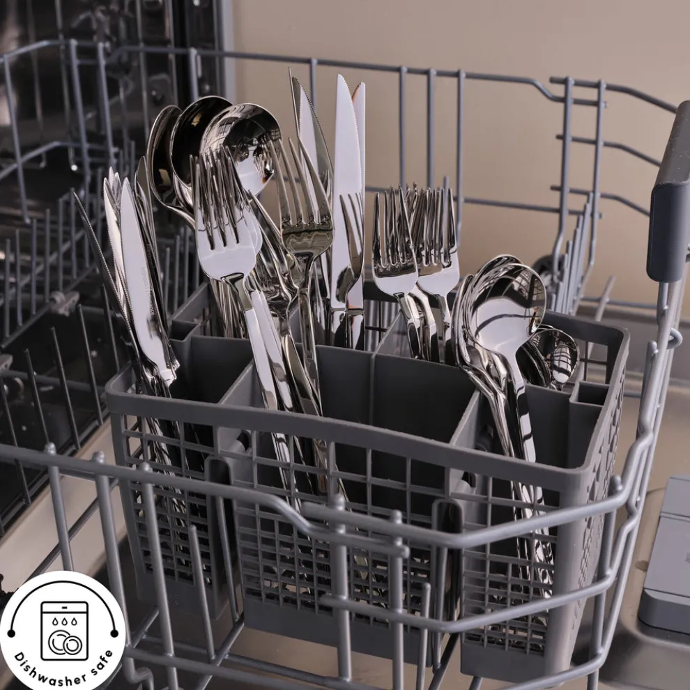 Karaca Look 84-Piece 316+ Stainless Steel Cutlery Set for 12 People, Silver