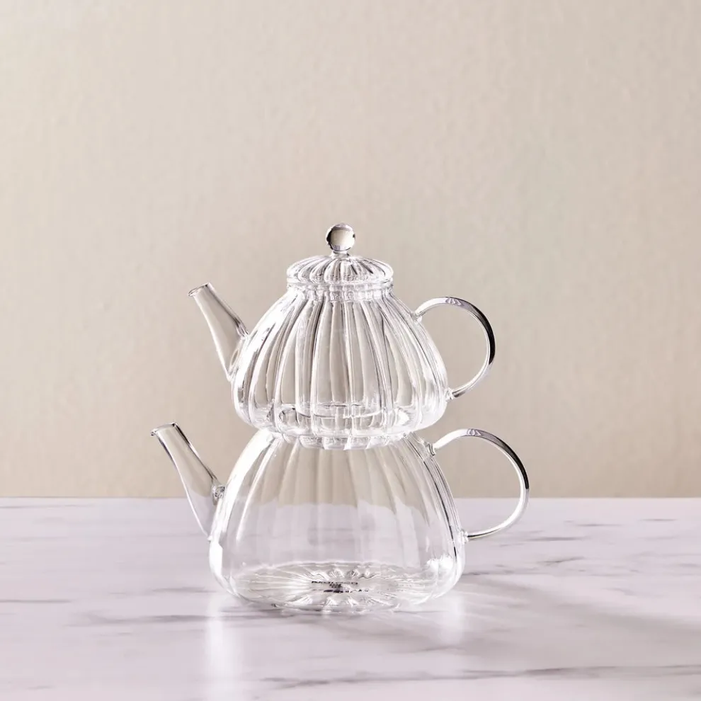 Karaca Lori Borosilicate Glass Teapot Set, Transparent