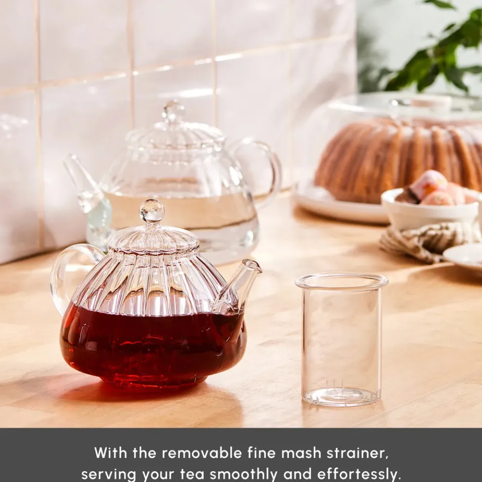 Karaca Lori Borosilicate Glass Teapot Set, Transparent