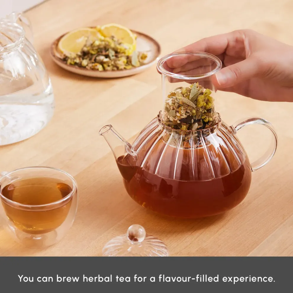 Karaca Lori Borosilicate Glass Teapot Set, Transparent