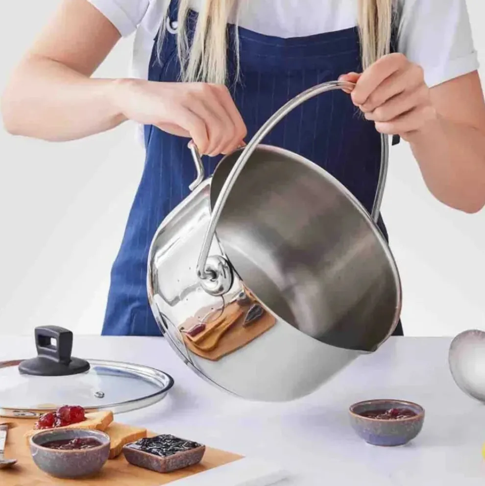 Karaca Love of Kitchen Stainless Steel Induction JamMarmalade Pot, 28cmx18cm, Silver