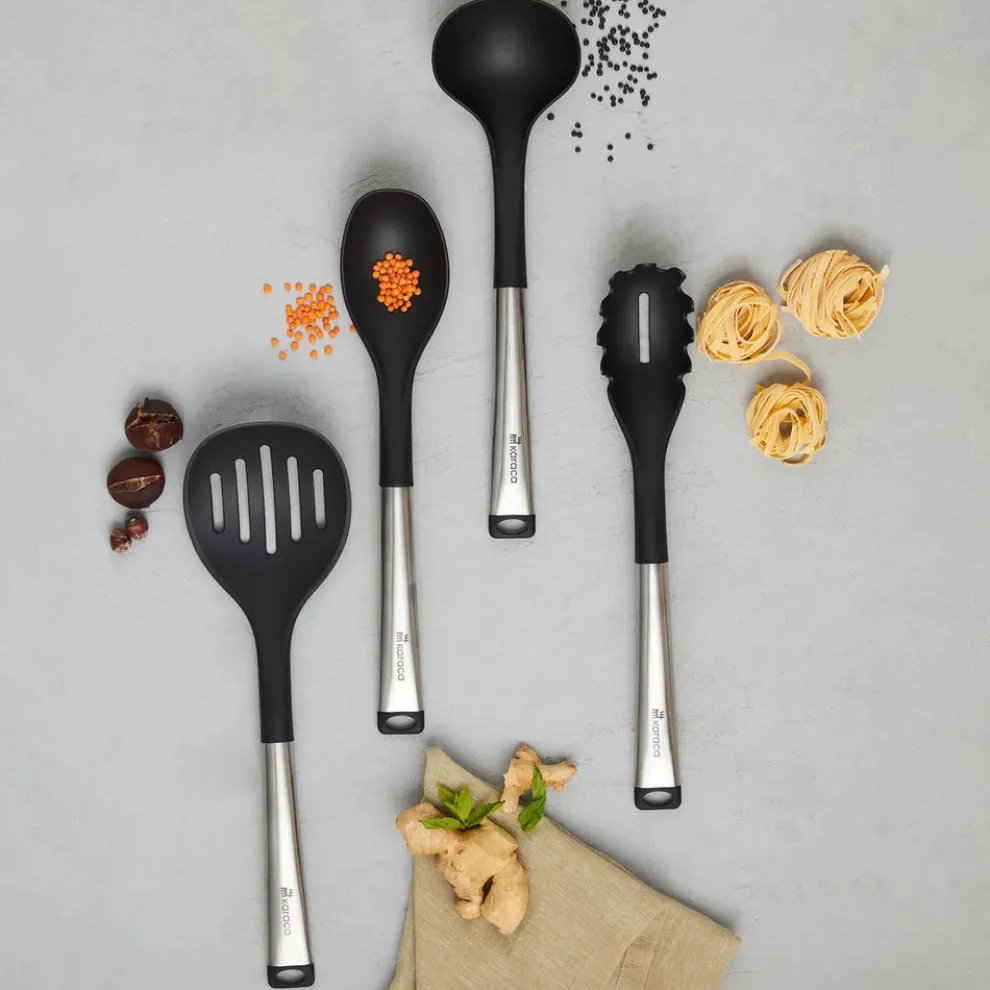 Karaca Luna 4 Piece Kitchen Utensil Set, Black