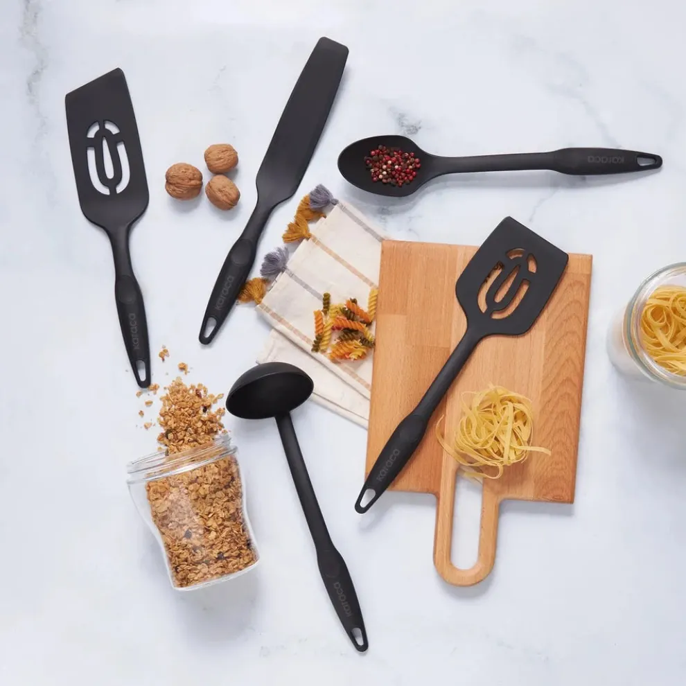 Karaca Maestro 5-Piece Plastic Kitchen Utensil Set, Black