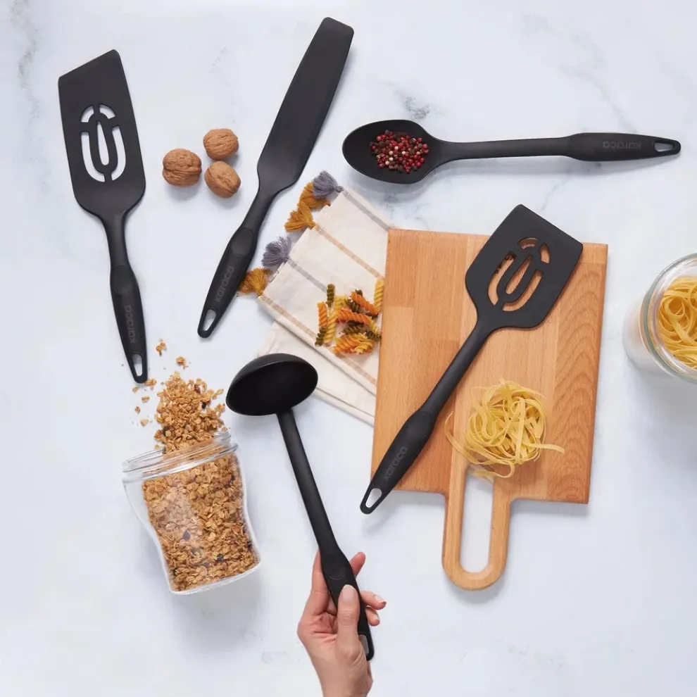 Karaca Maestro 5-Piece Plastic Kitchen Utensil Set, Black