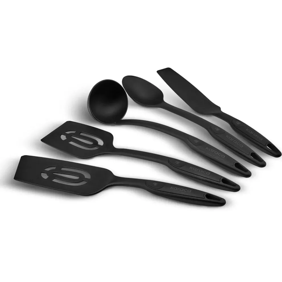 Karaca Maestro 5-Piece Plastic Kitchen Utensil Set, Black