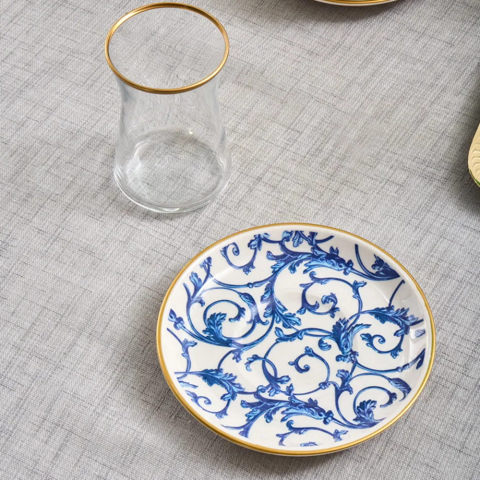 Karaca Mare 12-Piece Glass Turkish Tea Set for 6 People, 170ml, Transparent