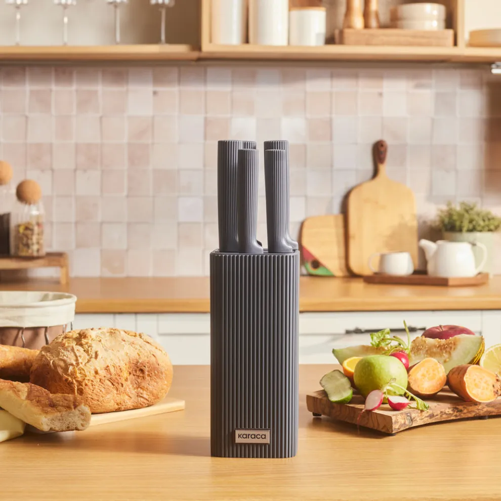 Karaca Massimo Line 6-Piece Stainless Steel Knife Set, Anthracite