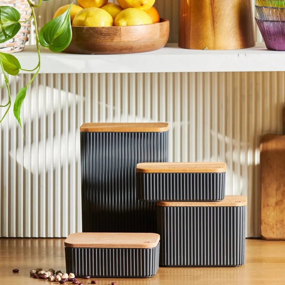 Karaca Massimo 4-Piece Plastic Storage Container Set, 5L, Anthracite