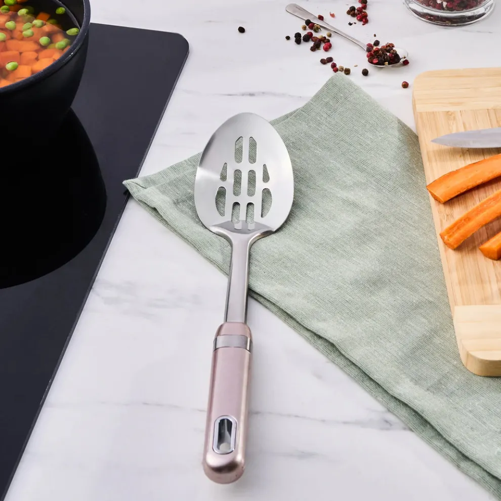 Karaca Mastermaid Slotted Serving Spoon, 32.2x6.5cm, Rose Gold