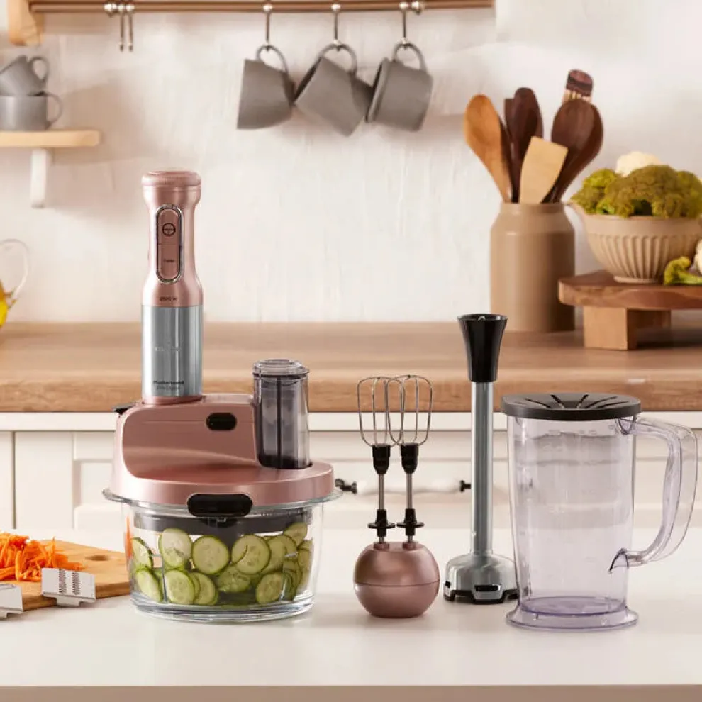 Karaca Mastermaid ProSteel Glass 8 in 1 Food Processor, 2500W, Rosegold