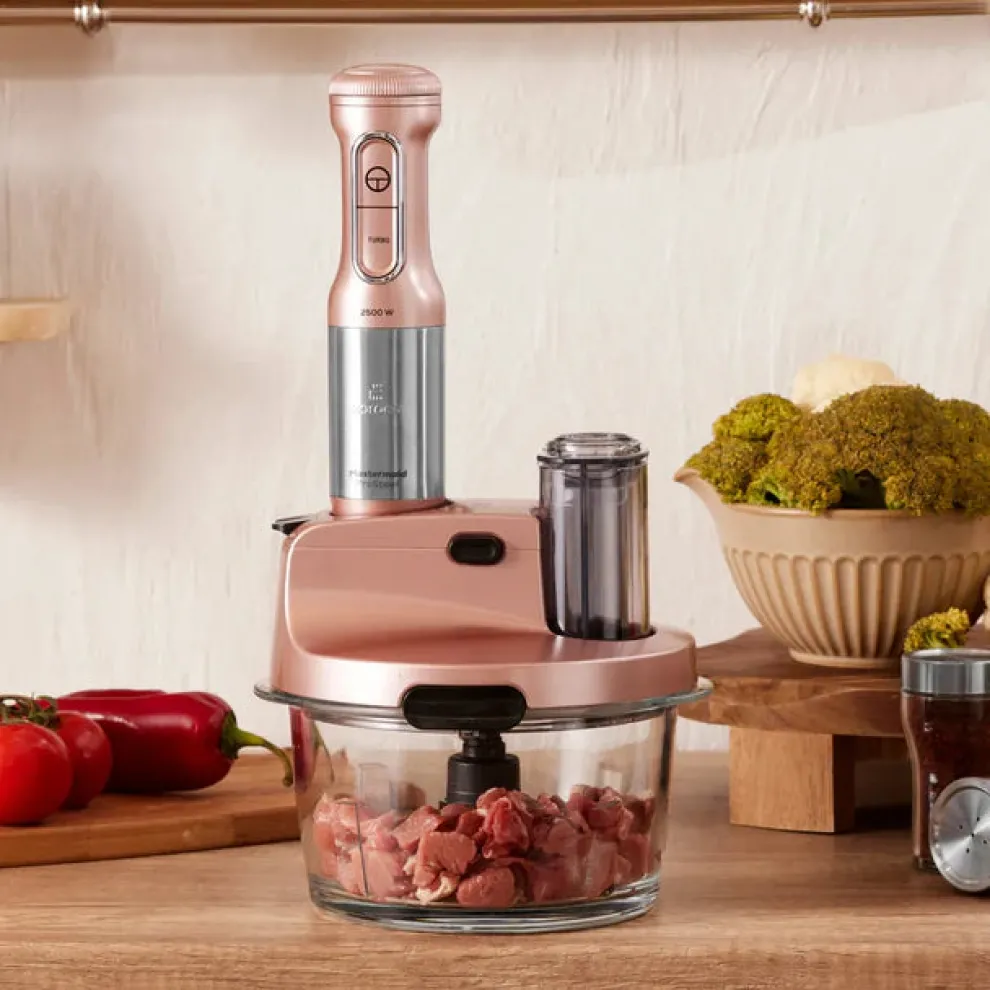 Karaca Mastermaid ProSteel Glass 8 in 1 Food Processor, 2500W, Rosegold