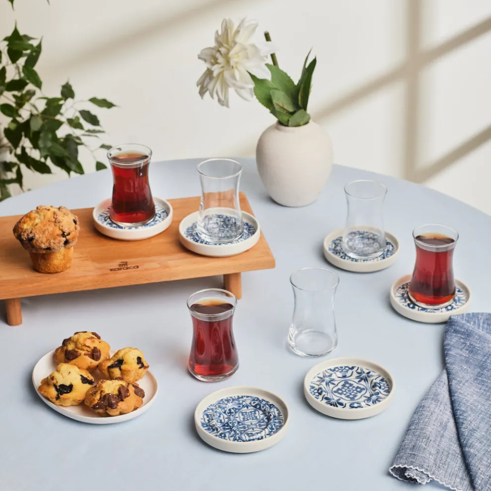 Karaca Mavili 6-Piece Turkish Tea Set for 6 People, 170ml
