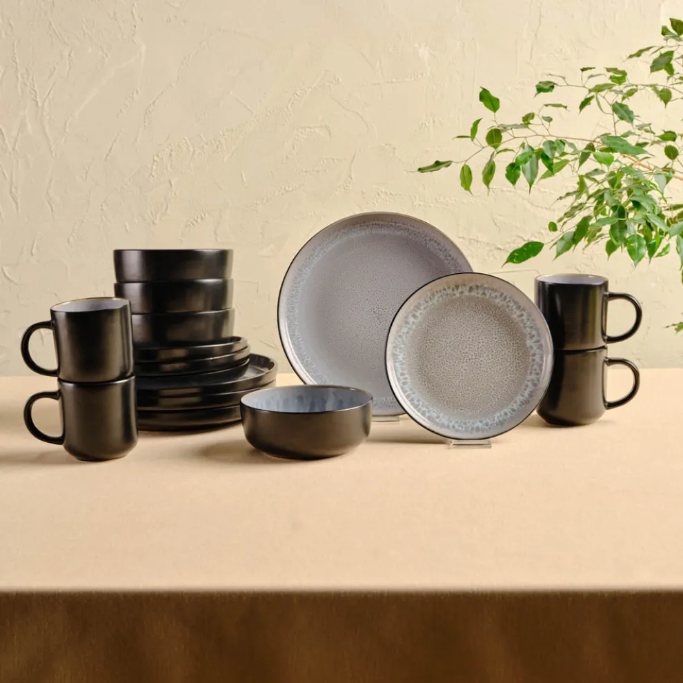 Karaca Messina Reactive Glaze 16-Piece Dinner Set for 4 People, Multi