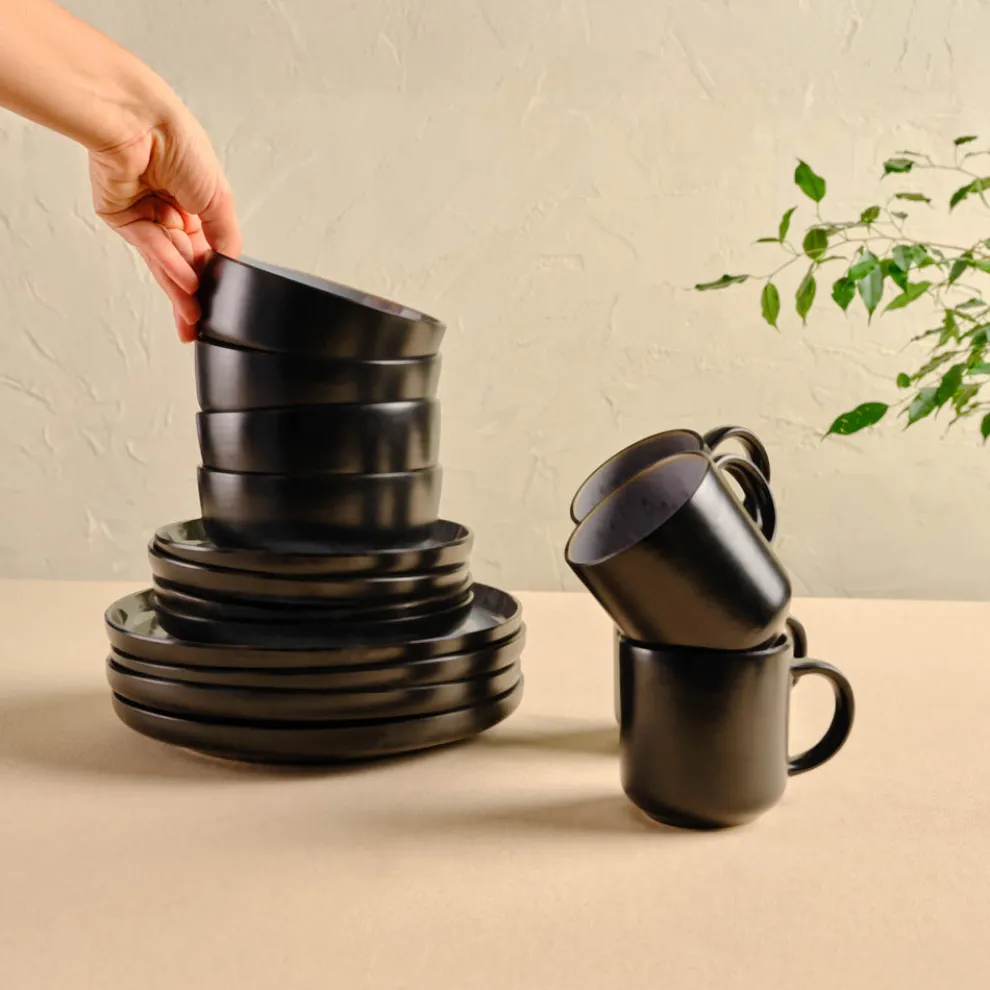 Karaca Messina Reactive Glaze 16-Piece Dinner Set for 4 People, Multi