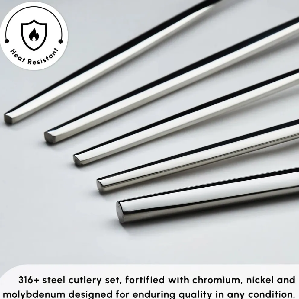 Karaca Mild 84-Piece 316+ Stainless Steel Cutlery Set for 12 People, Silver