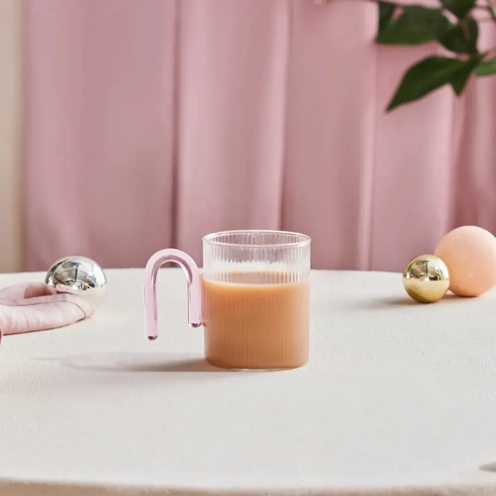 Karaca Miracle Glass Mug, 320ml, Pink