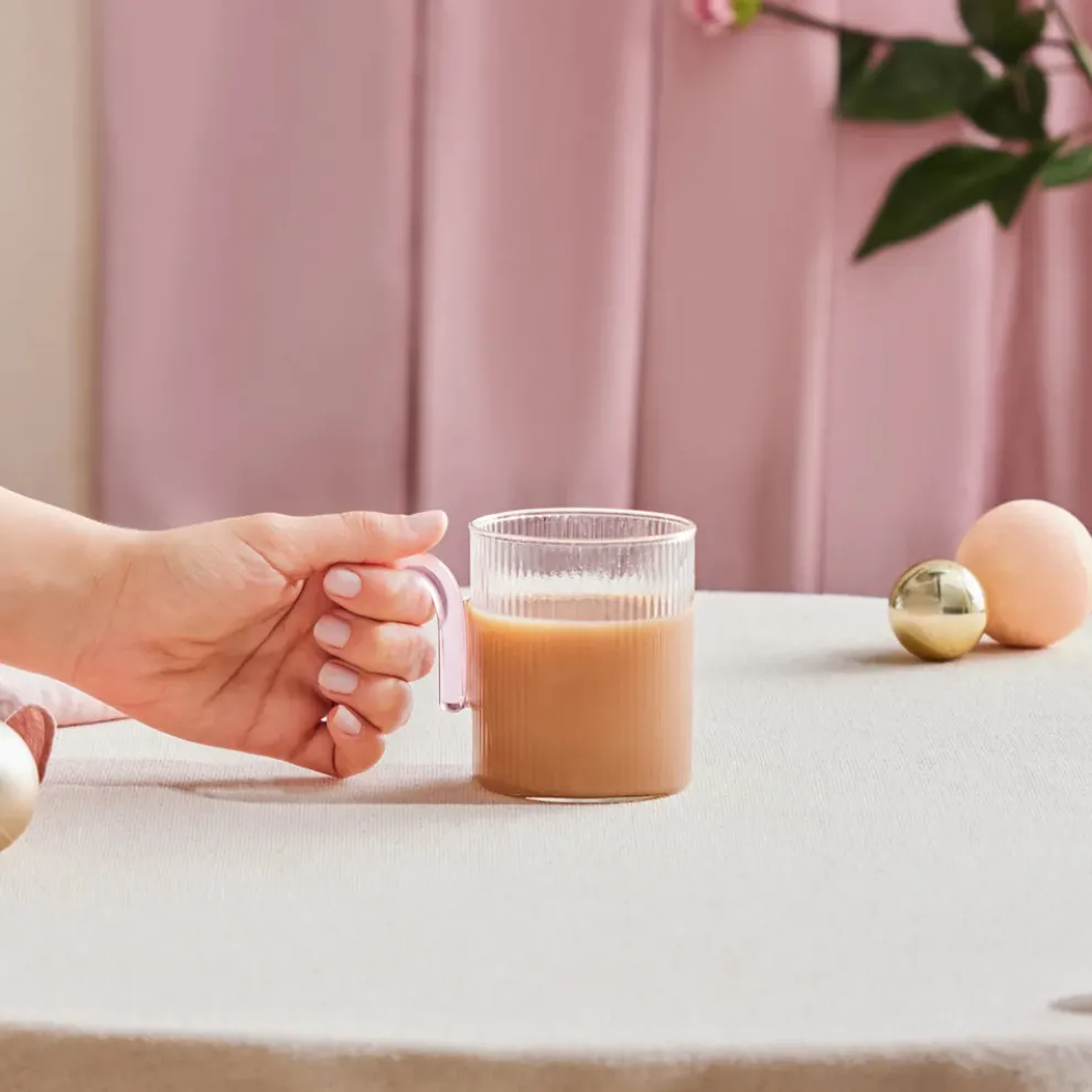 Karaca Miracle Glass Mug, 320ml, Pink