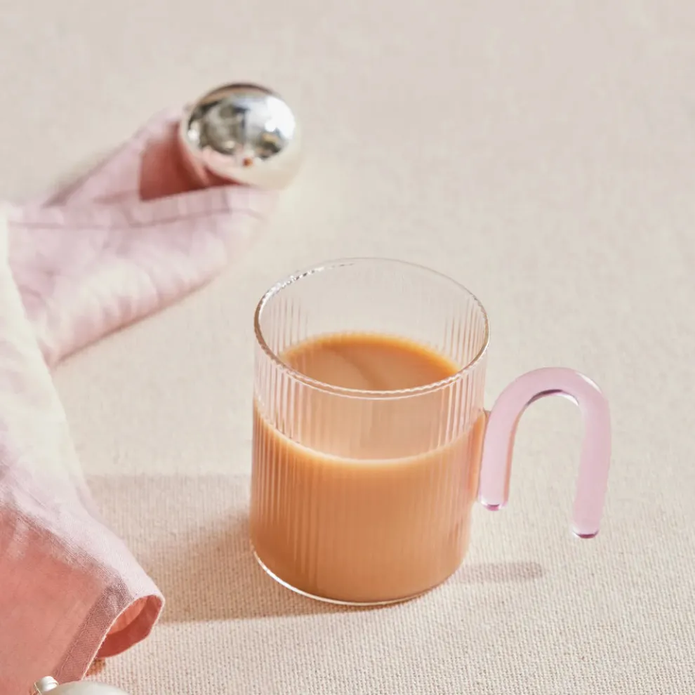 Karaca Miracle Glass Mug, 320ml, Pink