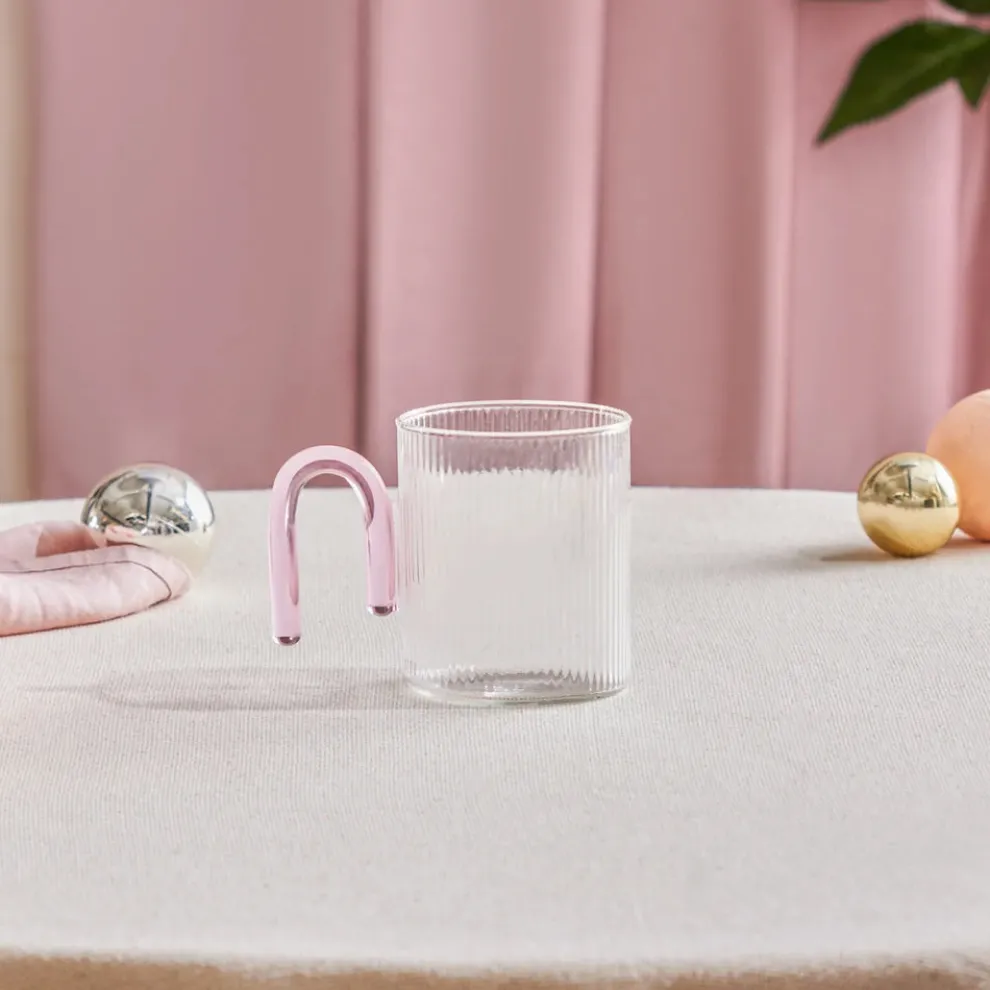 Karaca Miracle Glass Mug, 320ml, Pink