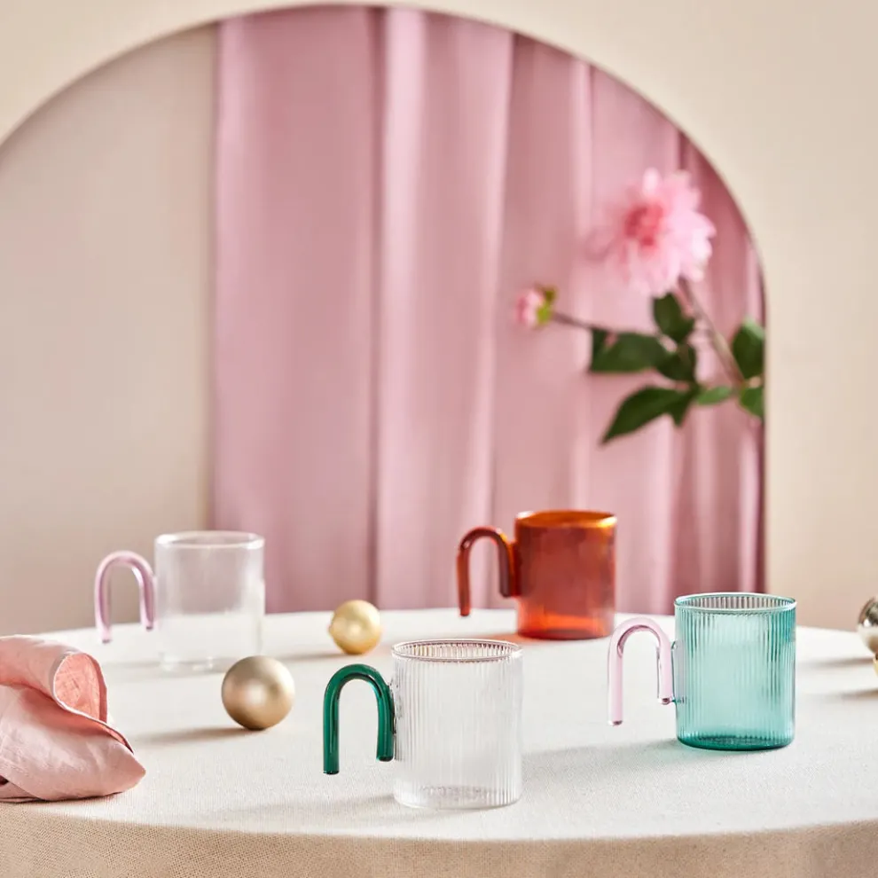 Karaca Miracle Glass Mug, 320ml, Pink