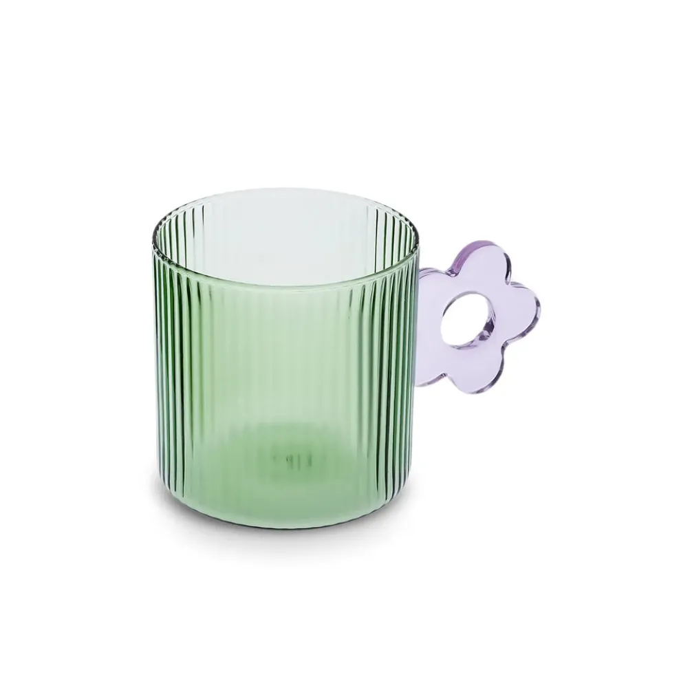Karaca Miracle Glass Mug, 360ml, Blue Flower