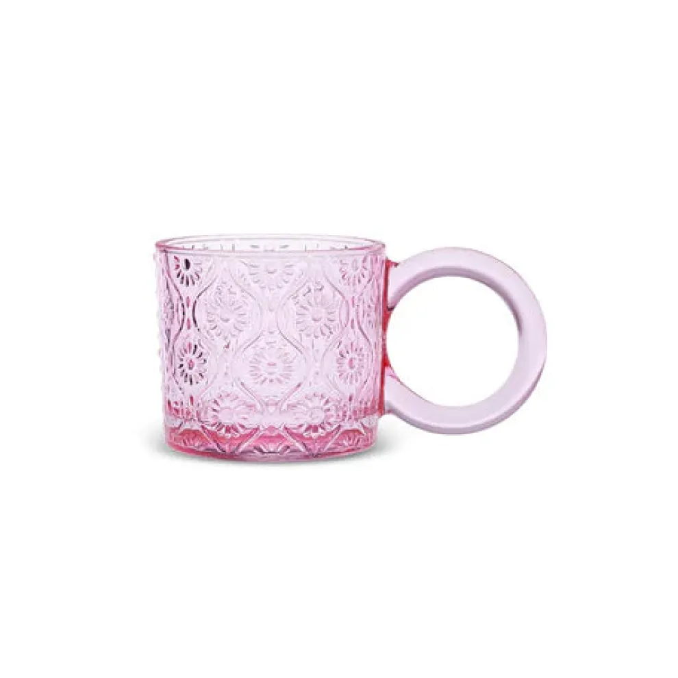 Karaca Miracle Glass Mug, 240ml, Powder Pink Circle