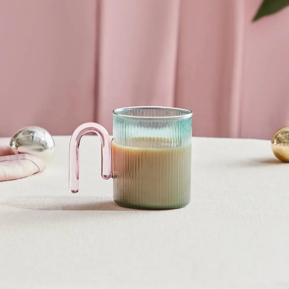 Karaca Miracle Glass Mug, 320ml, Blue