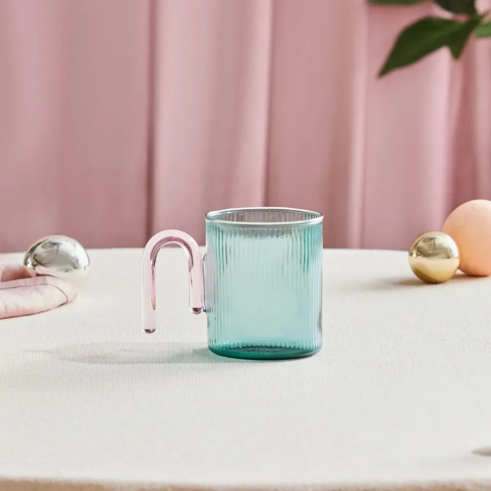 Karaca Miracle Glass Mug, 320ml, Blue