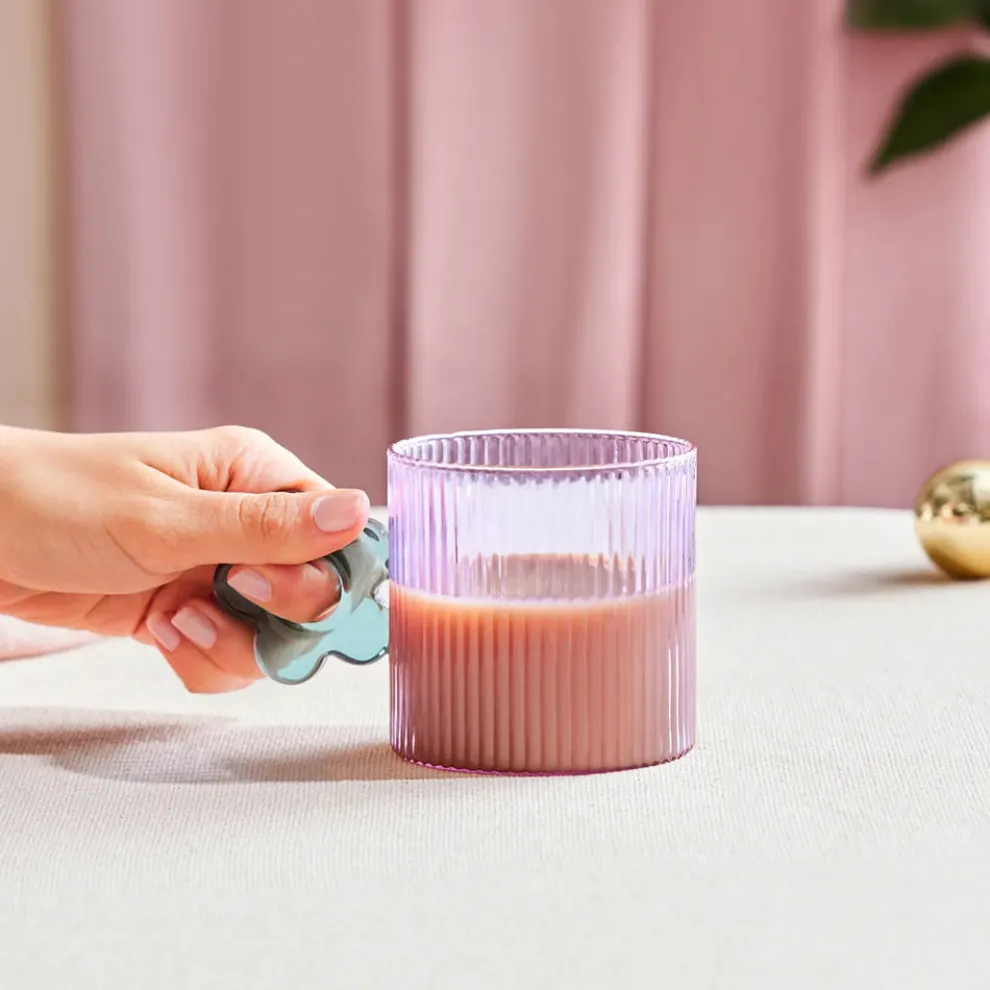 Karaca Miracle Glass Mug, 360ml, Green Flower