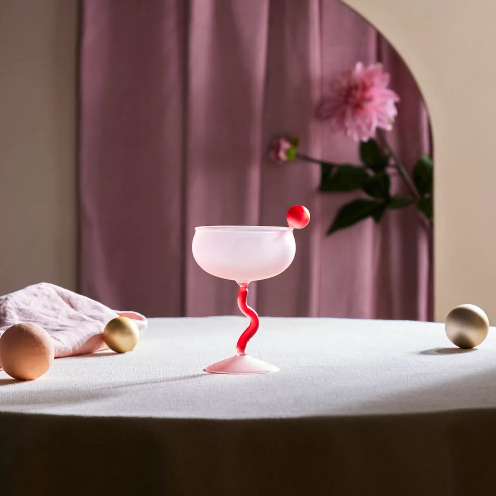 Karaca Miracle Martini Cocktail Glass, 250ml, Pink