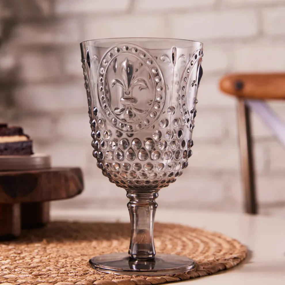 Karaca Moise Acrylic Wine Glass, 450ml, Anthratice