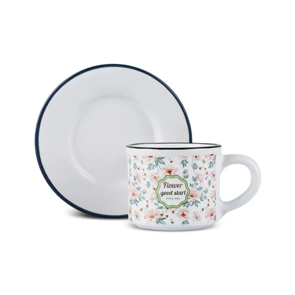 Karaca Monet 8-Piece Stoneware Espresso Turkish Coffee Cup Set for 4 People, 60ml, Multi