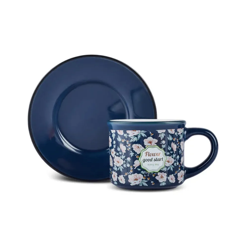 Karaca Monet 8-Piece Stoneware Espresso Turkish Coffee Cup Set for 4 People, 60ml, Multi