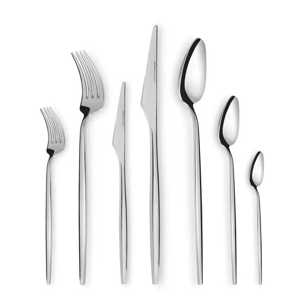 Karaca Moongate 84-Piece 316+ Stainless Steel Cutlery Set for 12 People, Silver