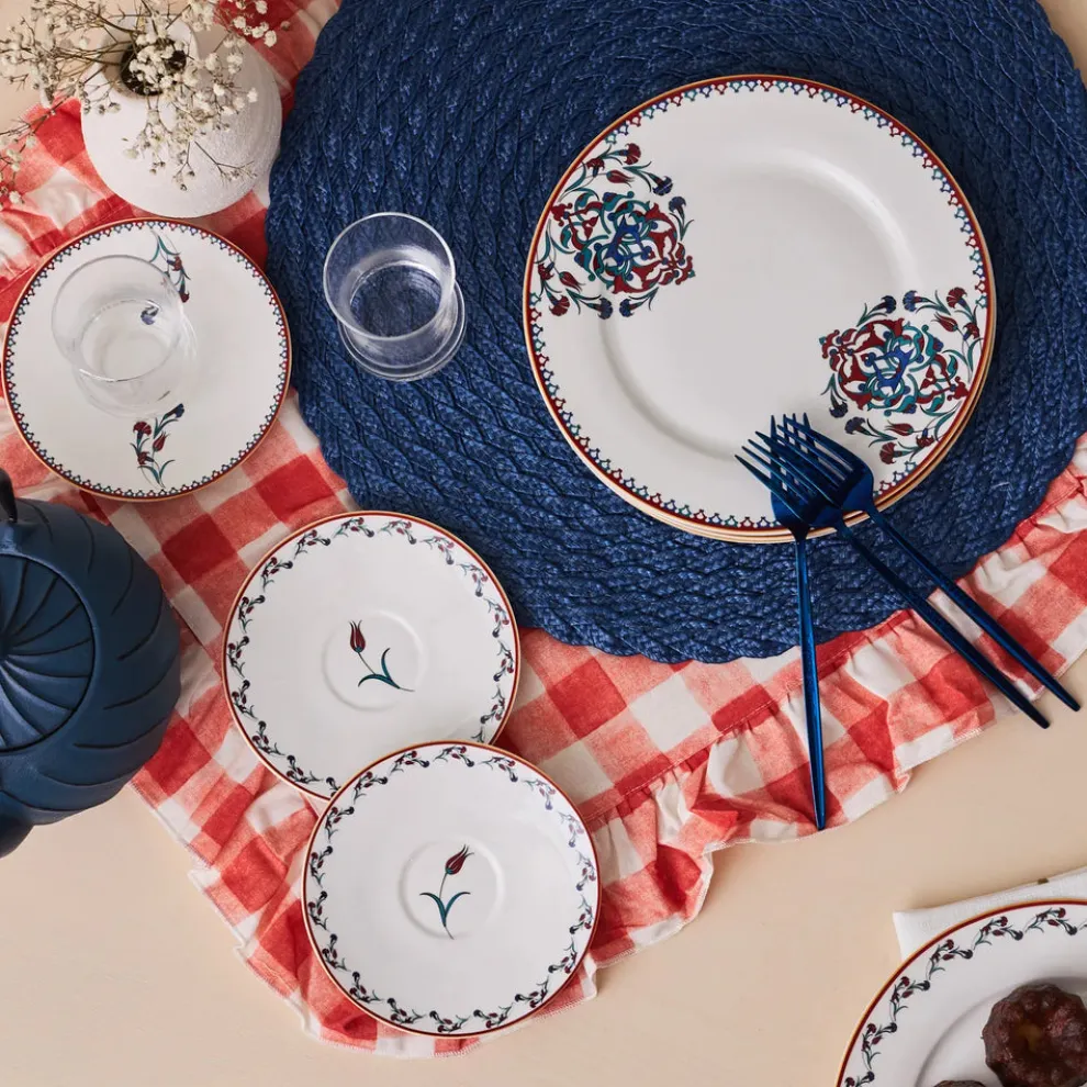 Karaca Nakkaş 18 Piece Porcelain Serveware Set for 6 People, 19cm, White Multi