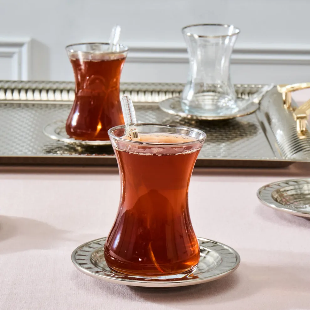 Karaca Nehir 19-Piece Turkish Tea Set for 6 People, 130ml, Multi