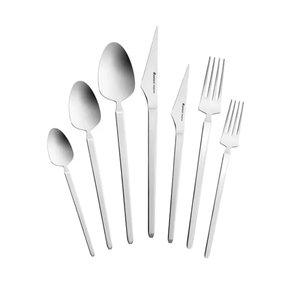 Karaca New Glacial 84-Piece Elegance Cutlery Set for 12 People, Platin