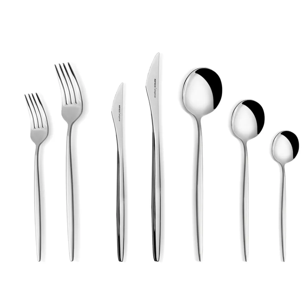 Karaca New Porto Elegance 84-Piece Stainless Steel Cutlery Set for 12 People, Silver