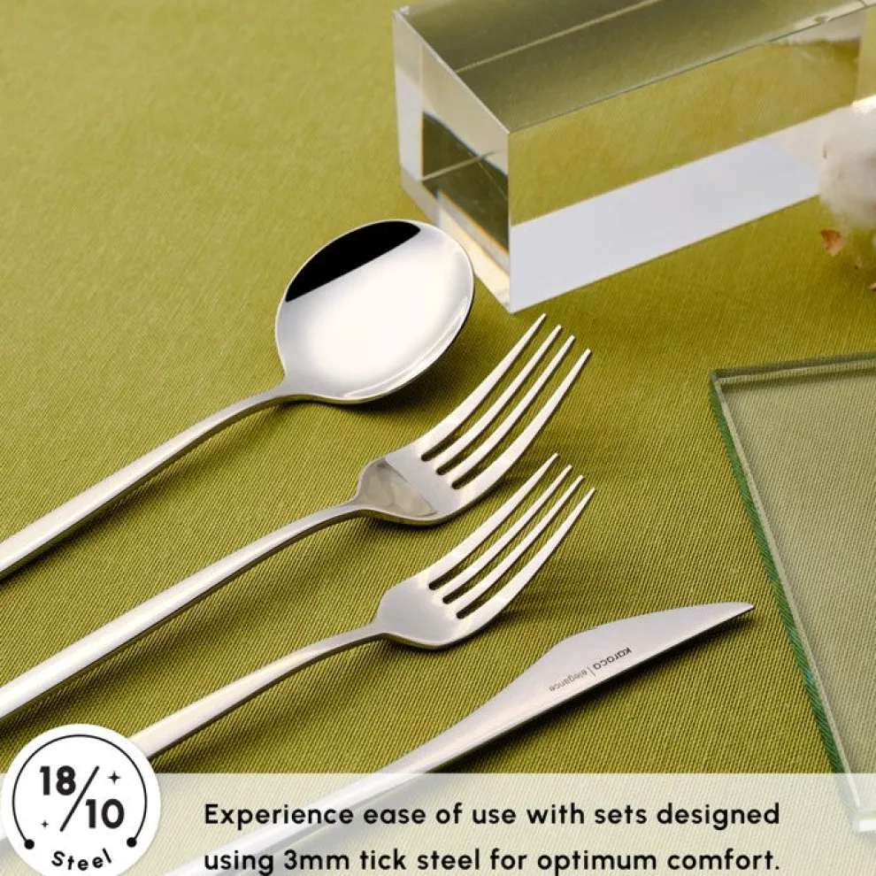 Karaca New Porto Elegance 84-Piece Stainless Steel Cutlery Set for 12 People, Silver