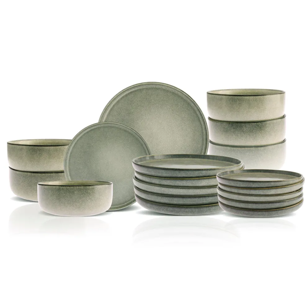 Karaca New Skal 18-Piece Reactive Glaze Dinner Set for 6 People, Grey