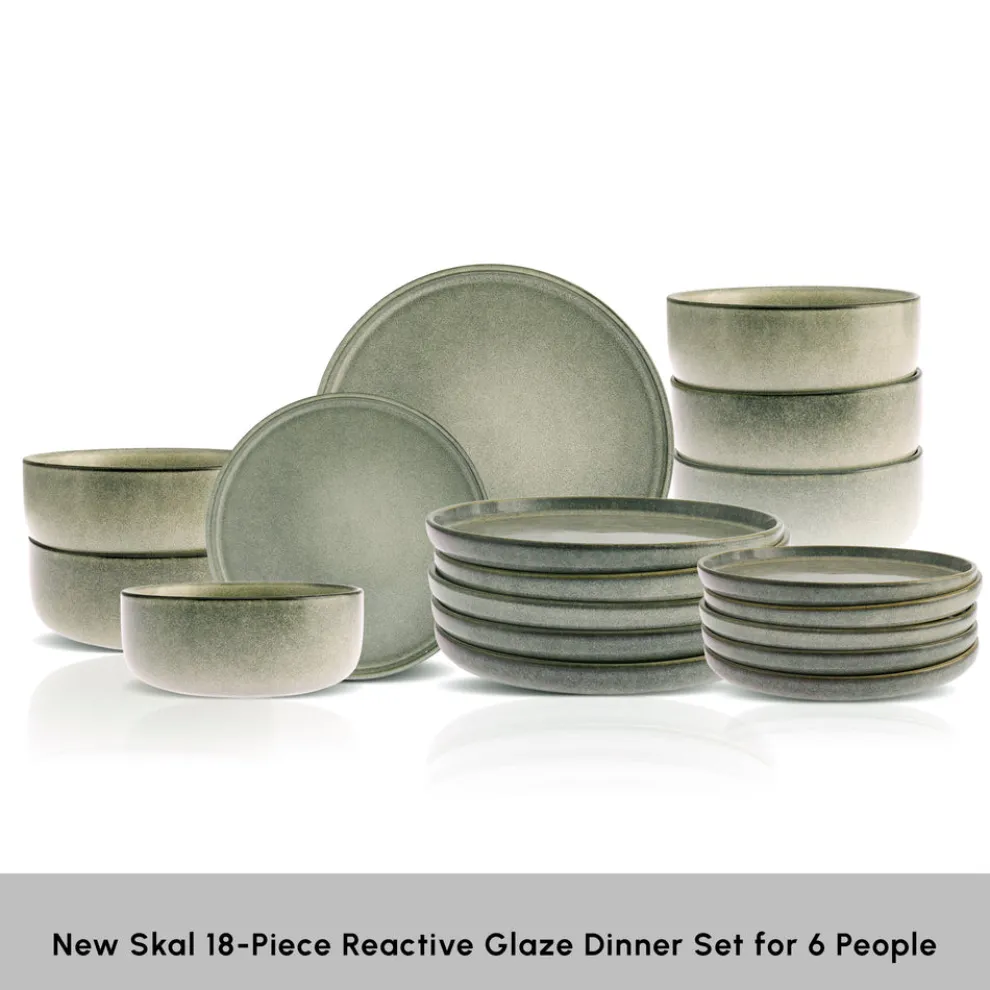 Karaca New Skal 18-Piece Reactive Glaze Dinner Set for 6 People, Grey